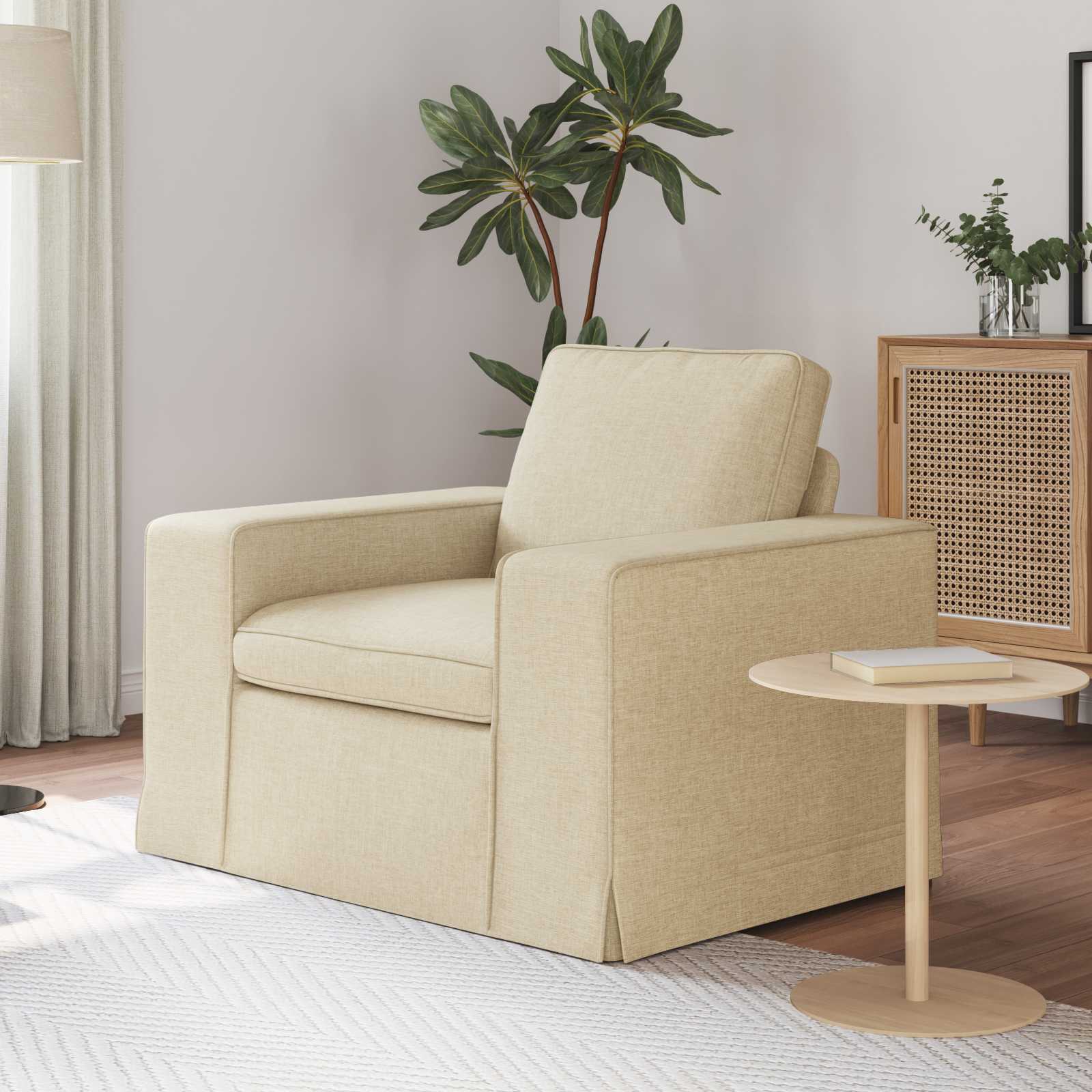 vidaXL Sofa 60cm Creme Metall