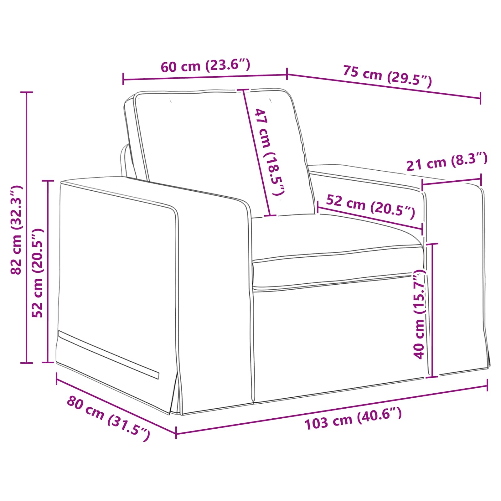 Dīvāns 60cm Krēmkrāsa Metāls