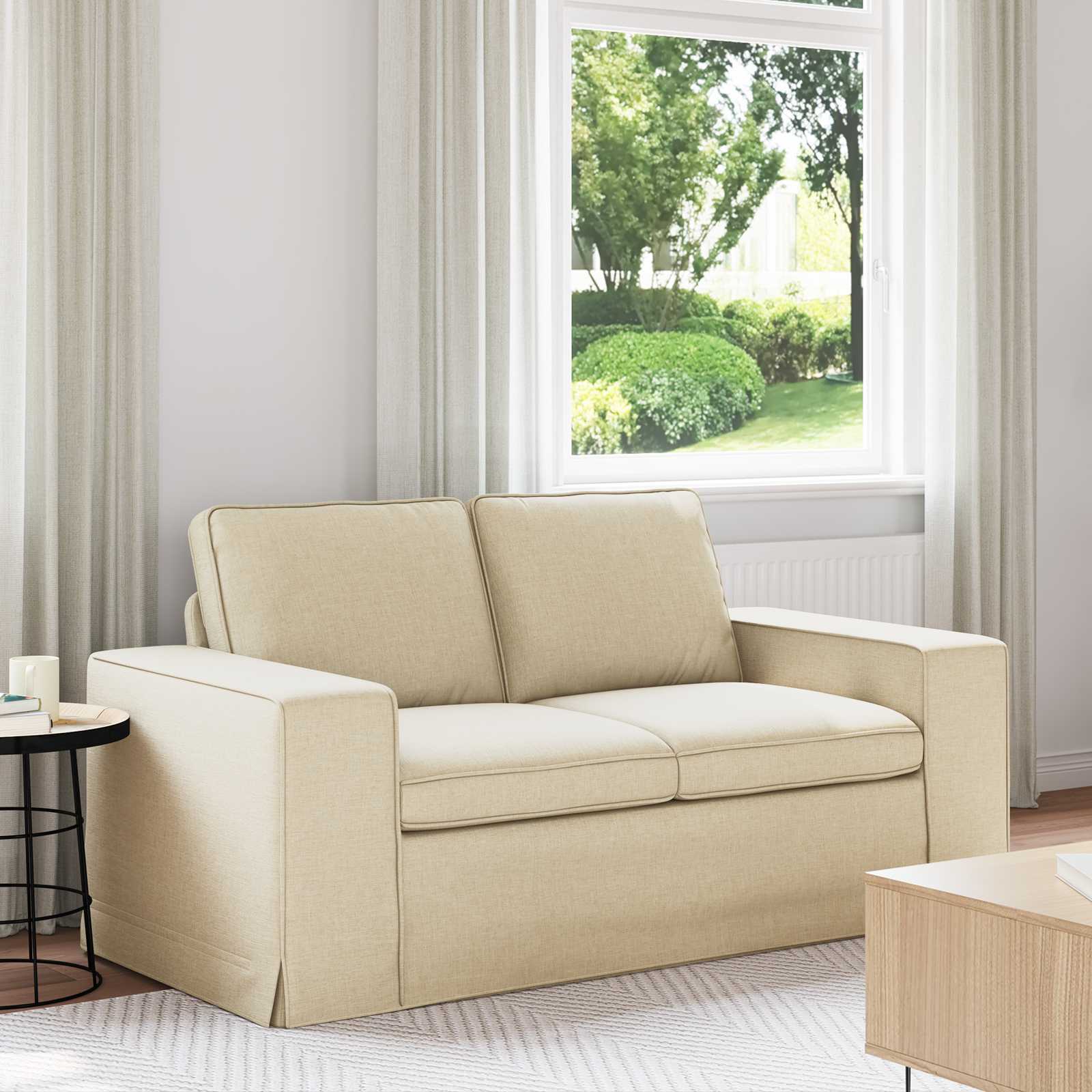 vidaXL Sofa 120cm Creme Metall