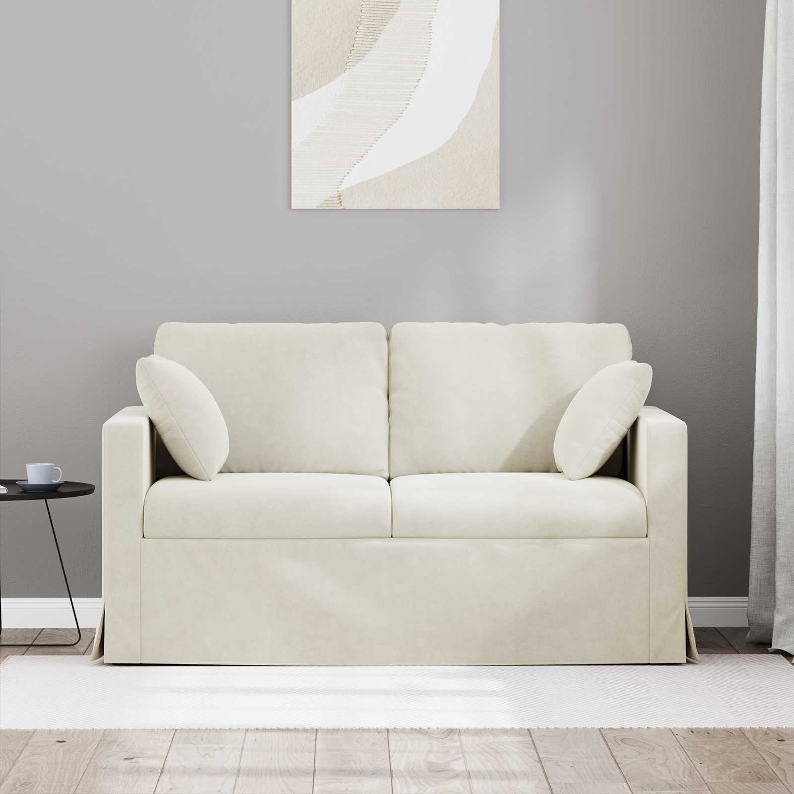 Pohovka Krémová 138 x 78 x 80 cm samet - obrázek 3