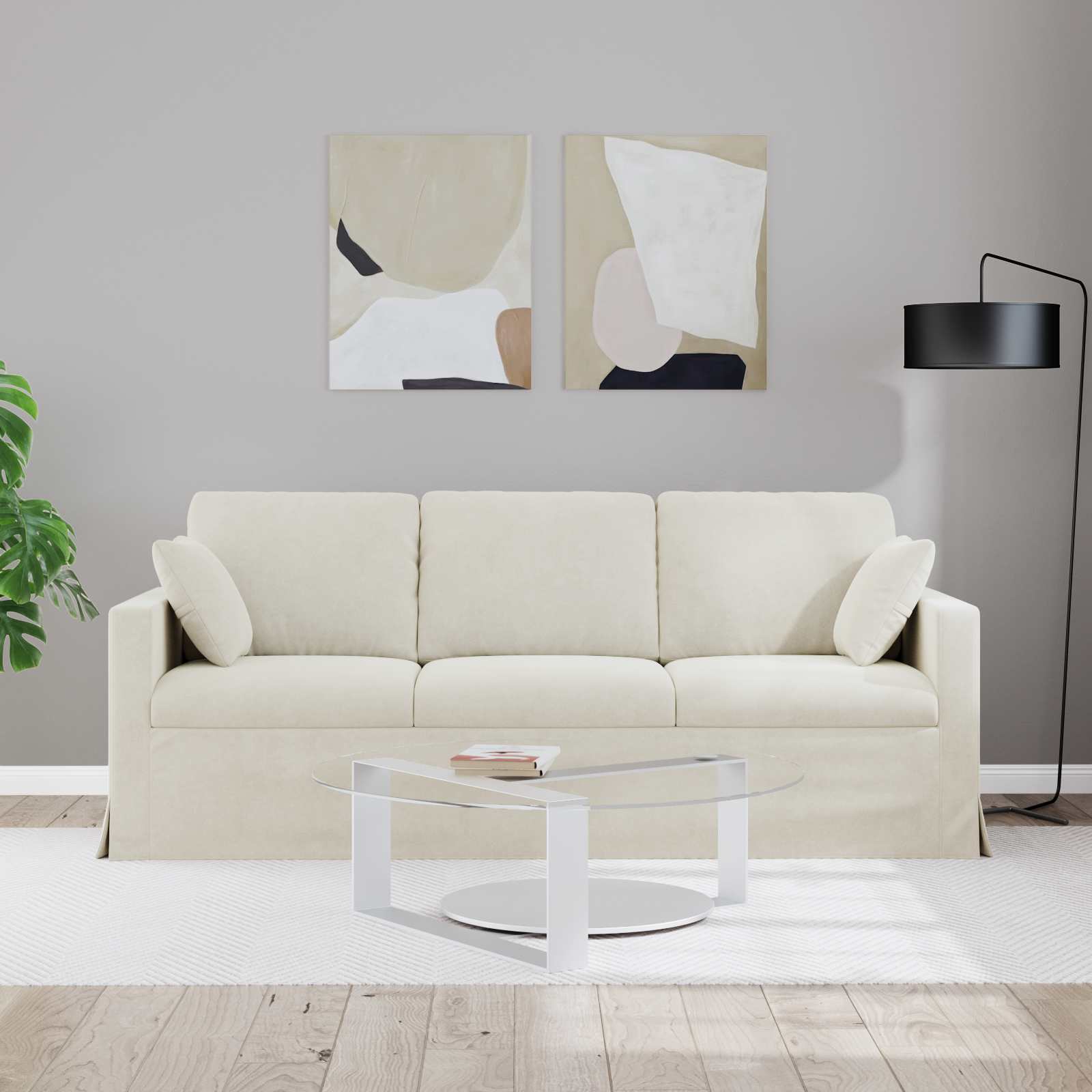 Thumbnail - vidaXL Sofa Creme 198 x 78 x 80 cm Samt