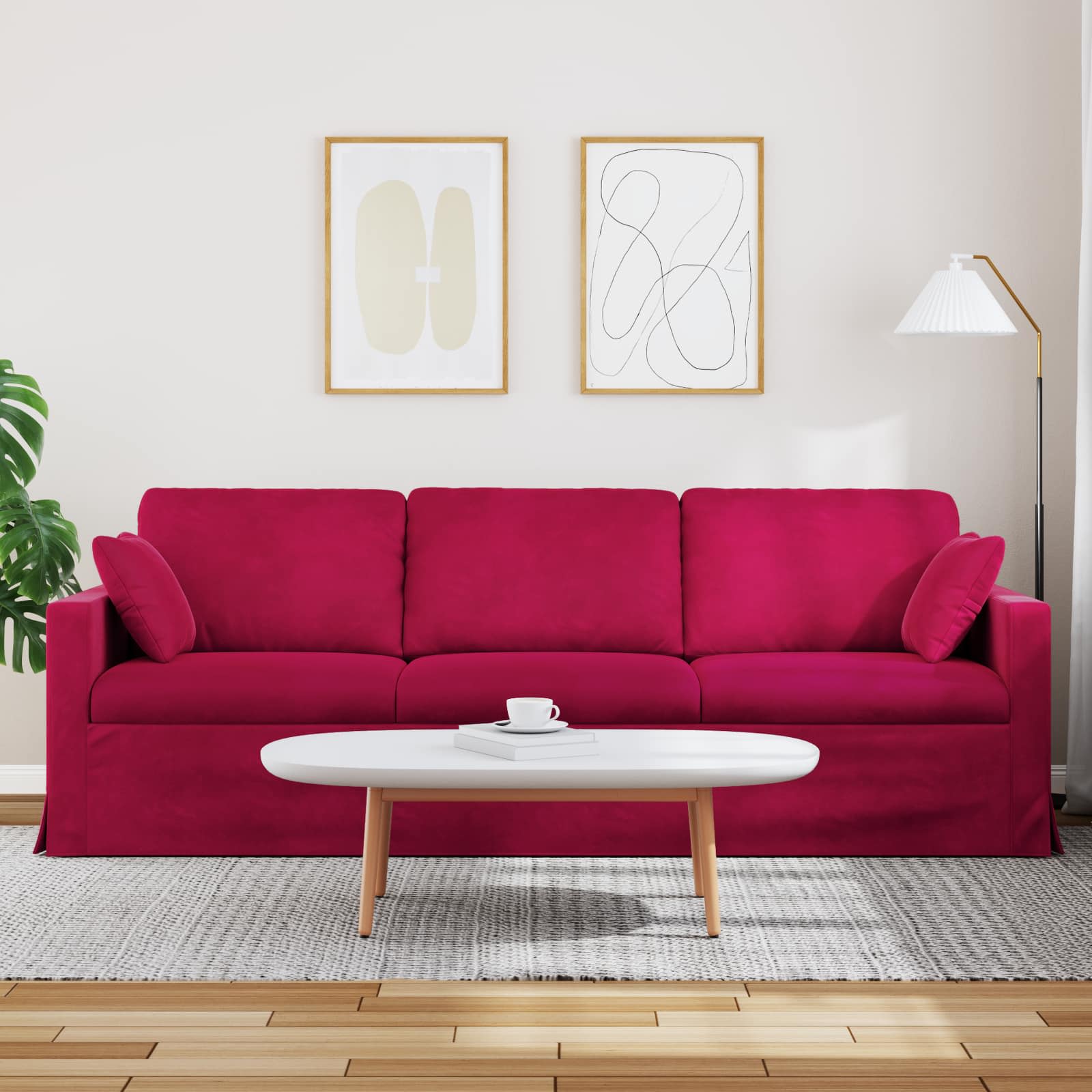 Thumbnail - vidaXL Sofa Weinrot 228 x 78 x 80 cm Samt