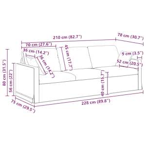 Pohovka Černá 228 x 78 x 80 cm samet - obrázek 9