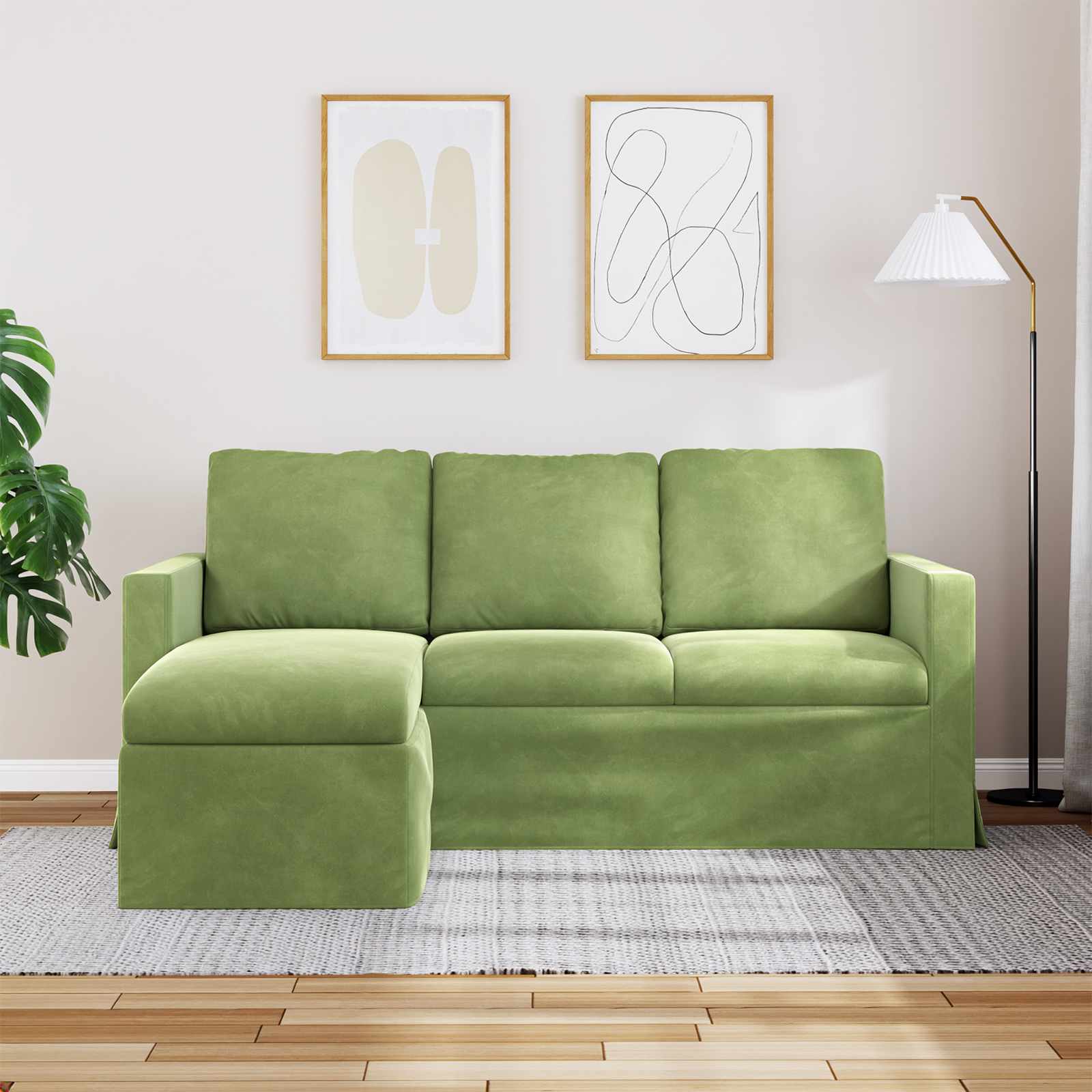Диван Светло зелено 178 x 134 x 80 см Кадифе – снимка 3