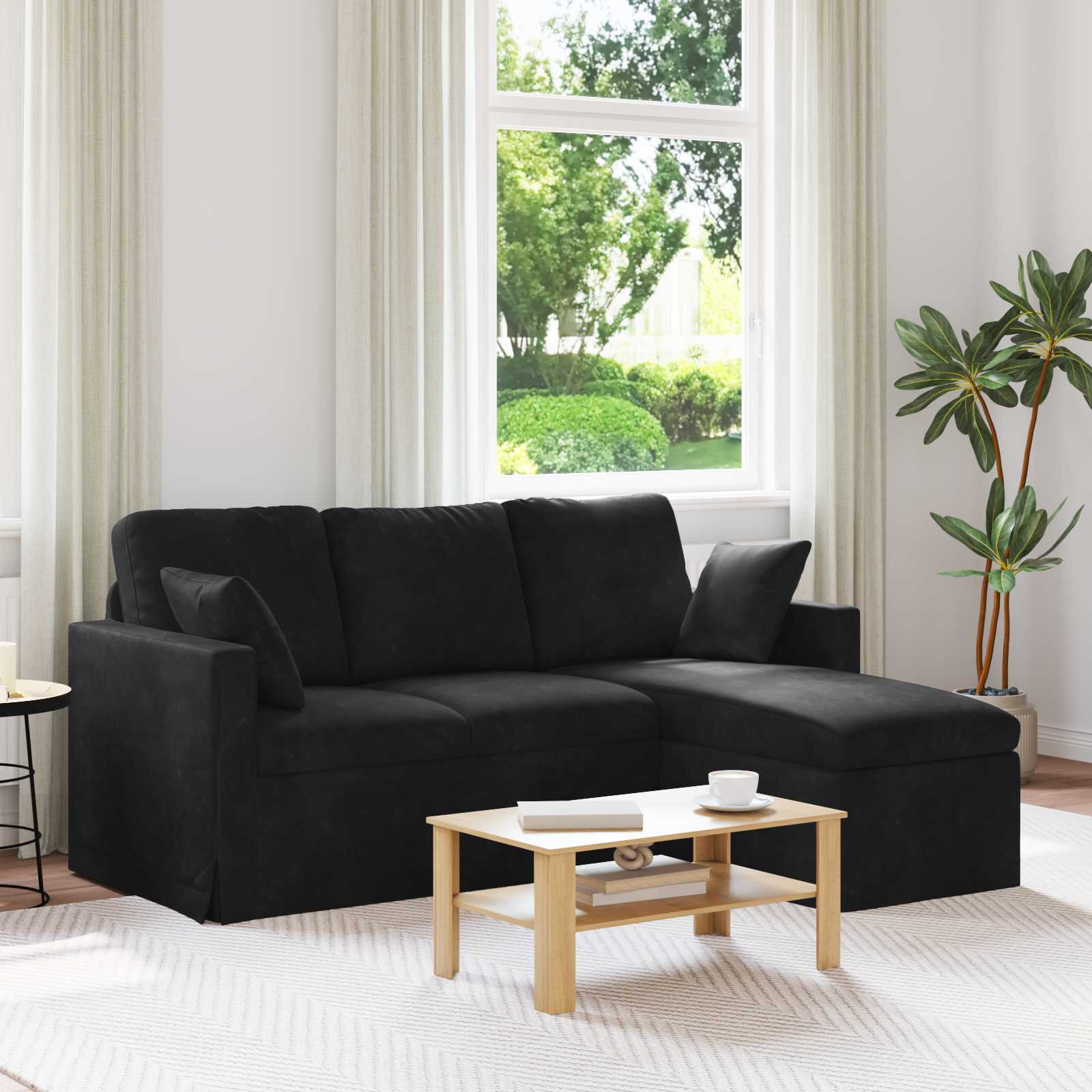 vidaXL Sofa Schwarz 198 x 134 x 80 cm Samt