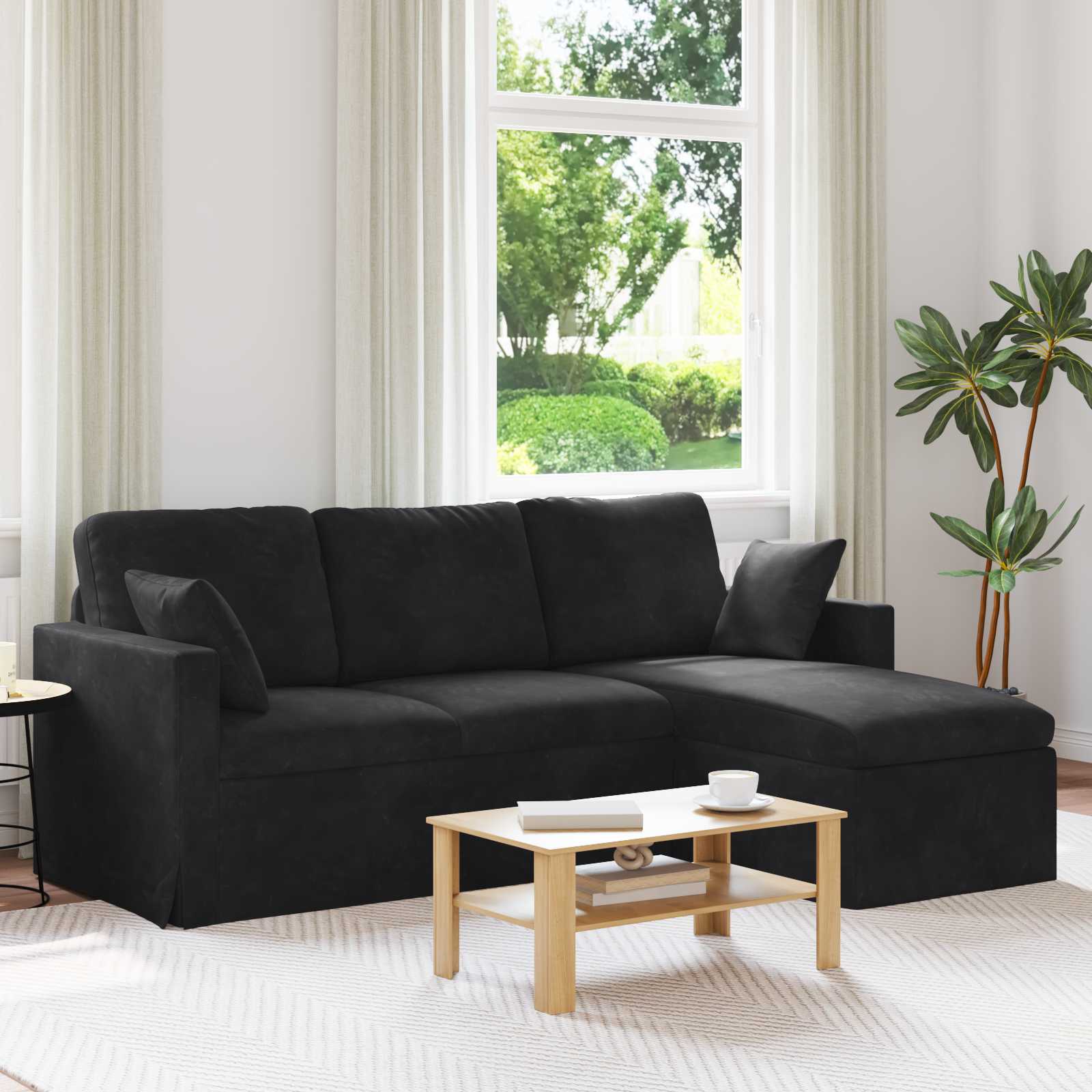 vidaXL Sofa Schwarz 198 x 134 x 80 cm Samt