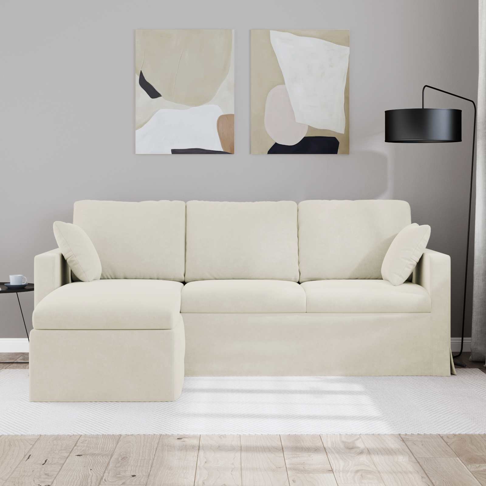 Thumbnail - vidaXL Sofa Creme 198 x 134 x 80 cm Samt