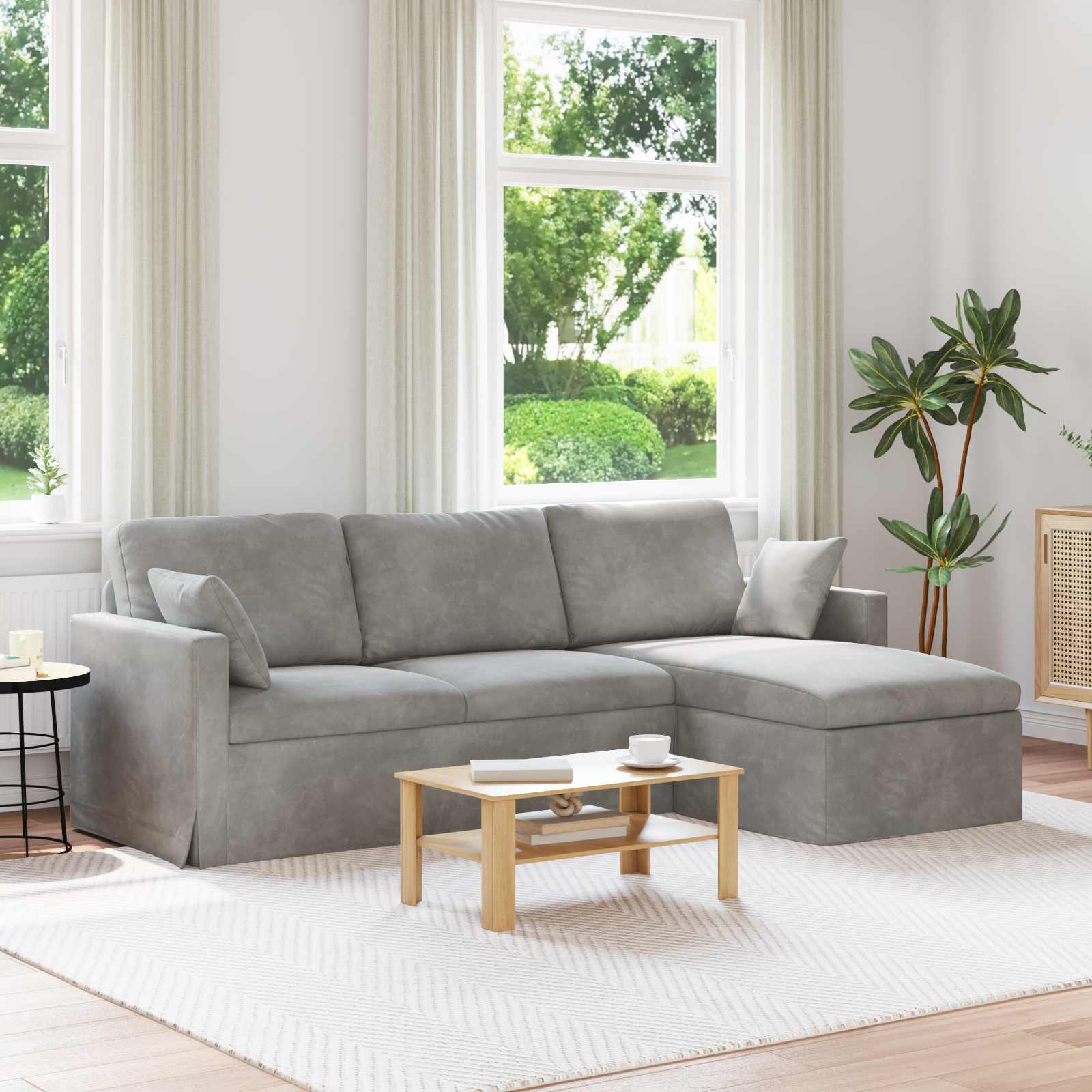 vidaXL Canapea Gri deschis 228 x 134 x 80 cm Catifea