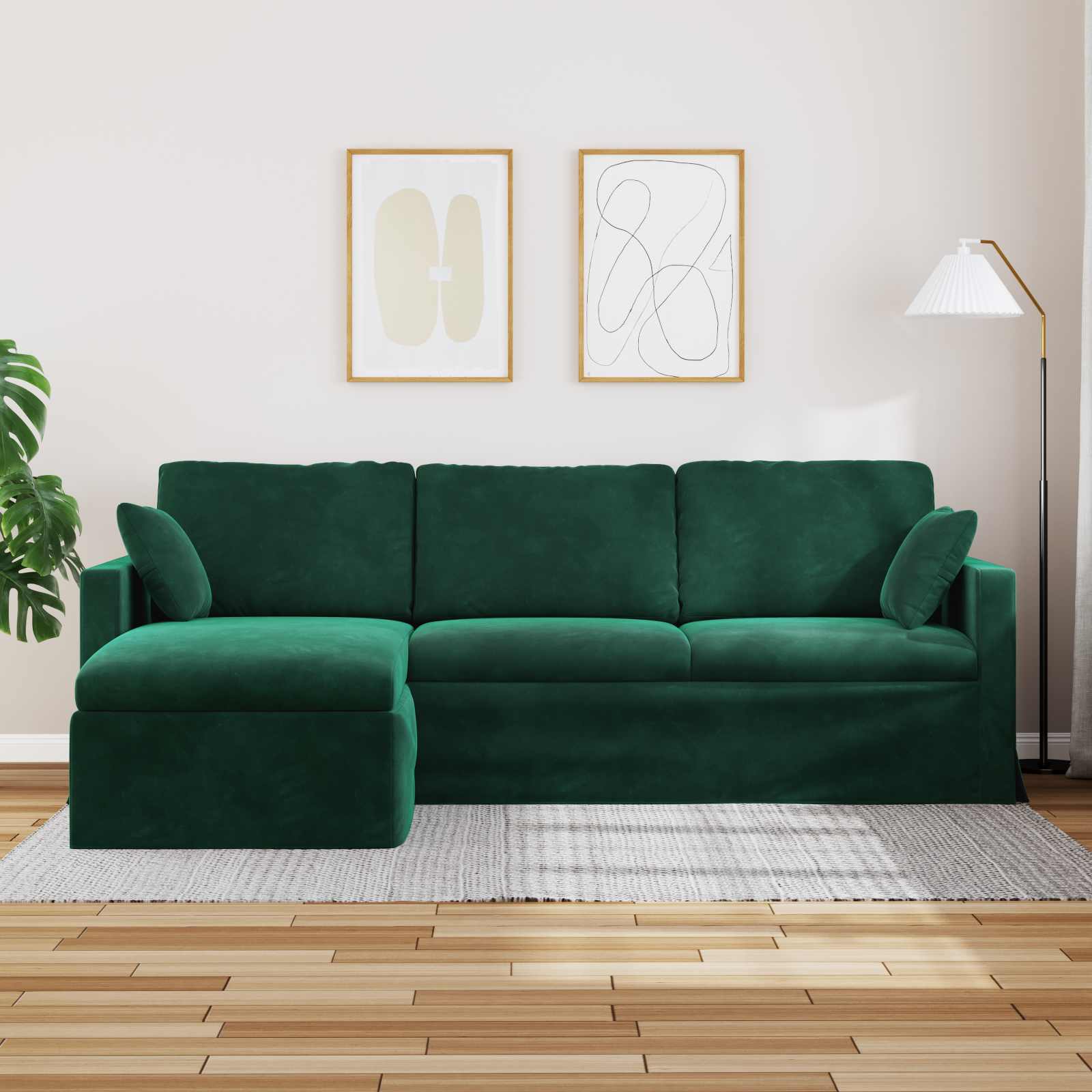 Диван Тъмен зелен 228 x 134 x 80 см Кадифе — изображение 3