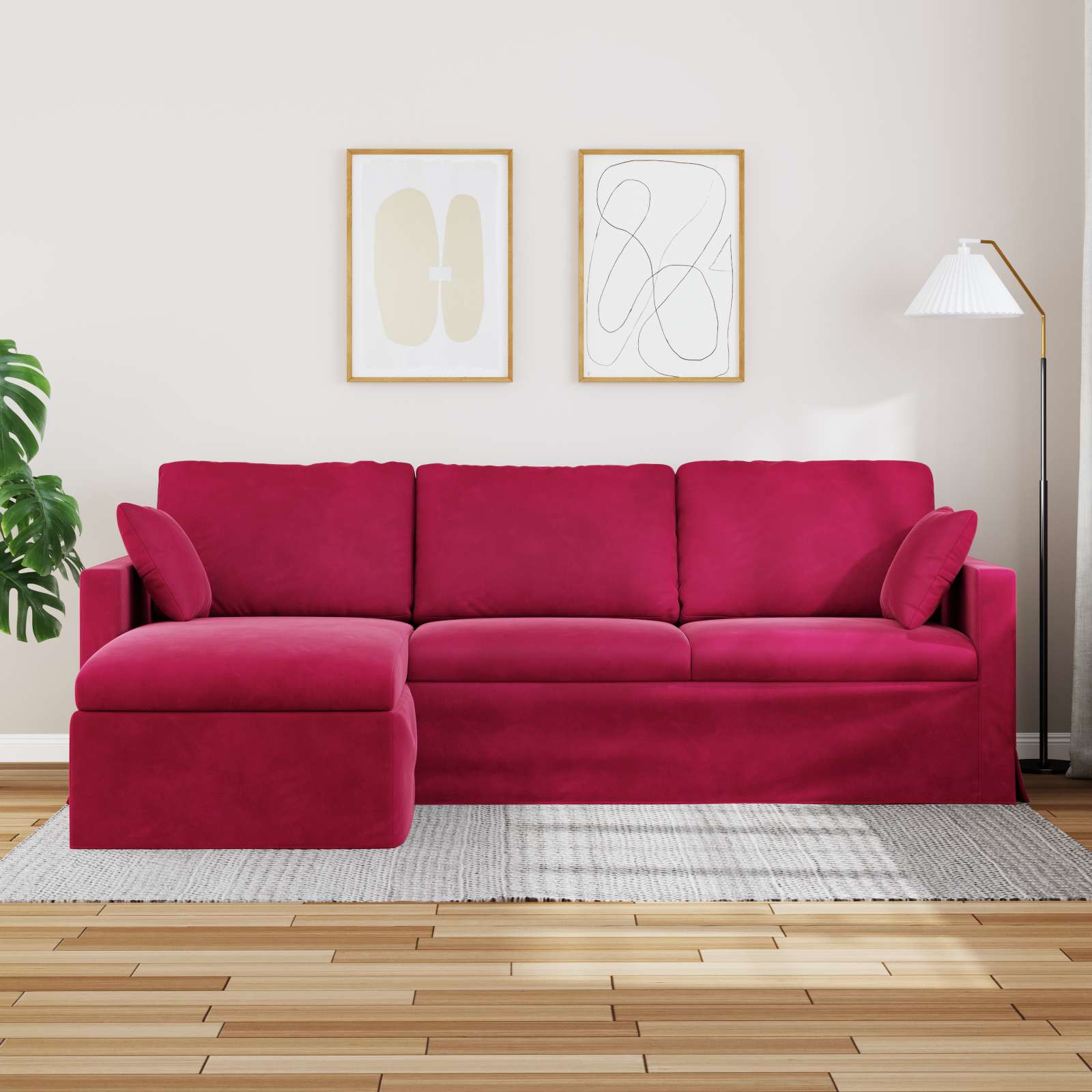 Thumbnail - vidaXL Sofa Weinrot 198 x 134 x 80 cm Samt