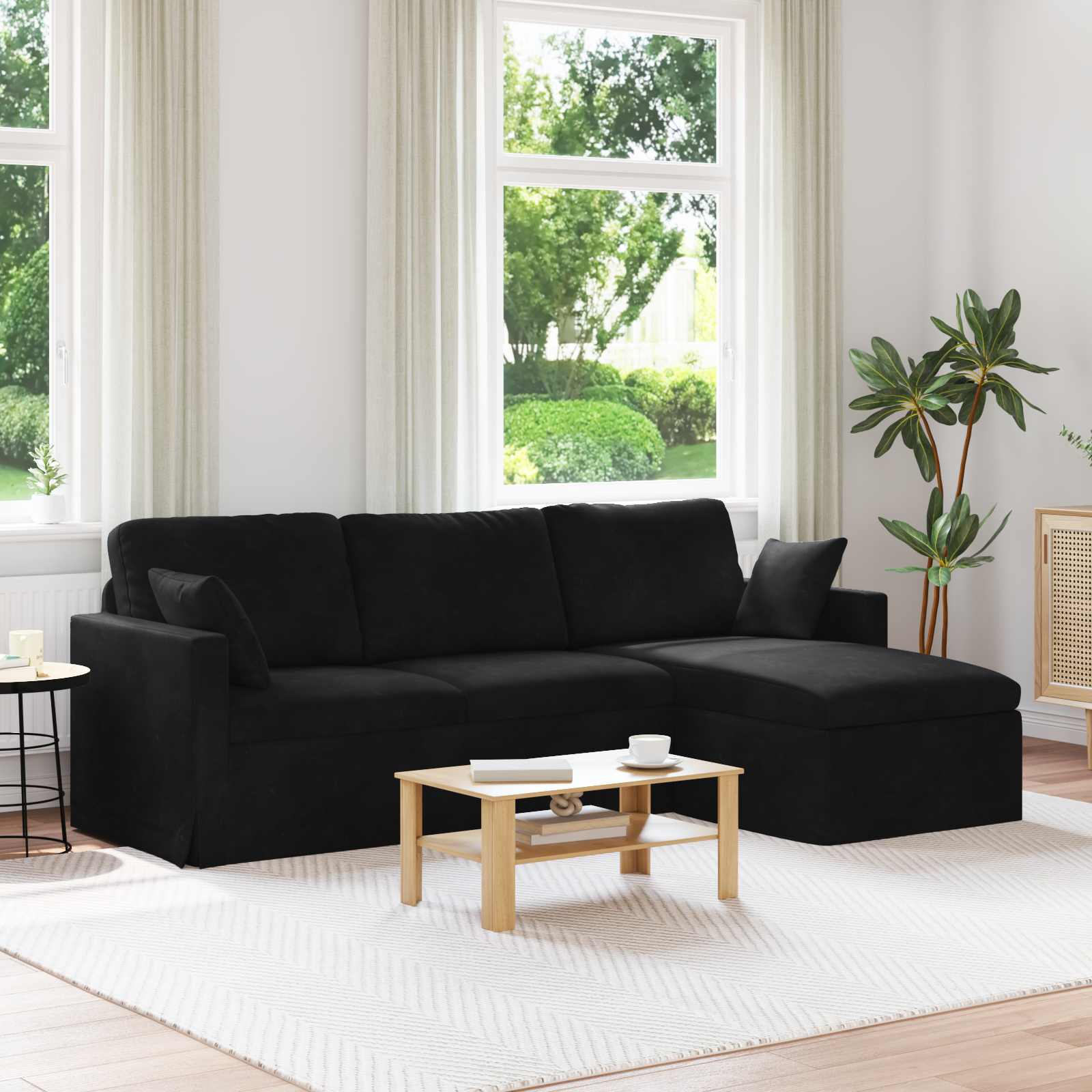 Диван Черно 228 x 134 x 80 см Кадифе