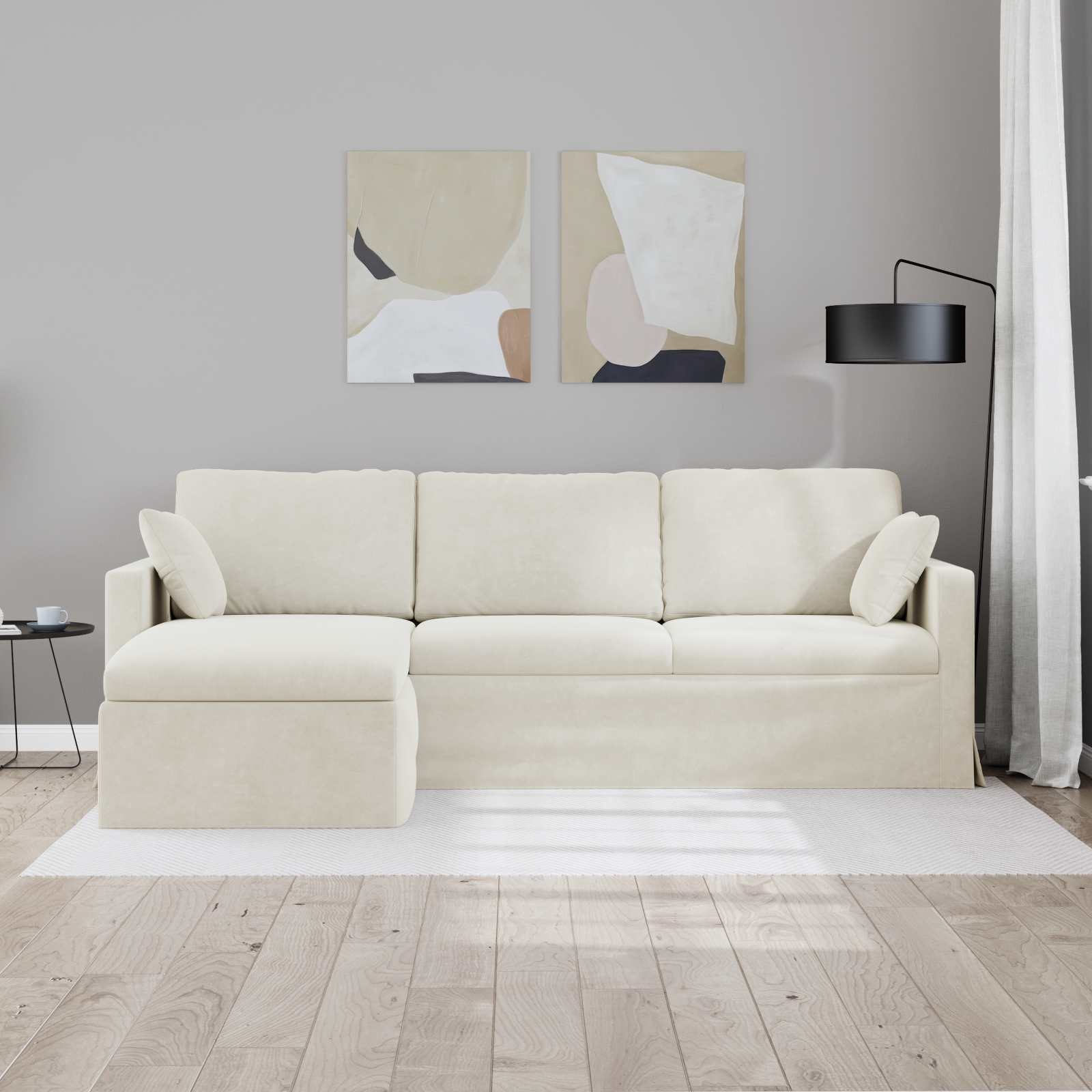 Thumbnail - vidaXL Sofa Creme 198 x 134 x 80 cm Samt