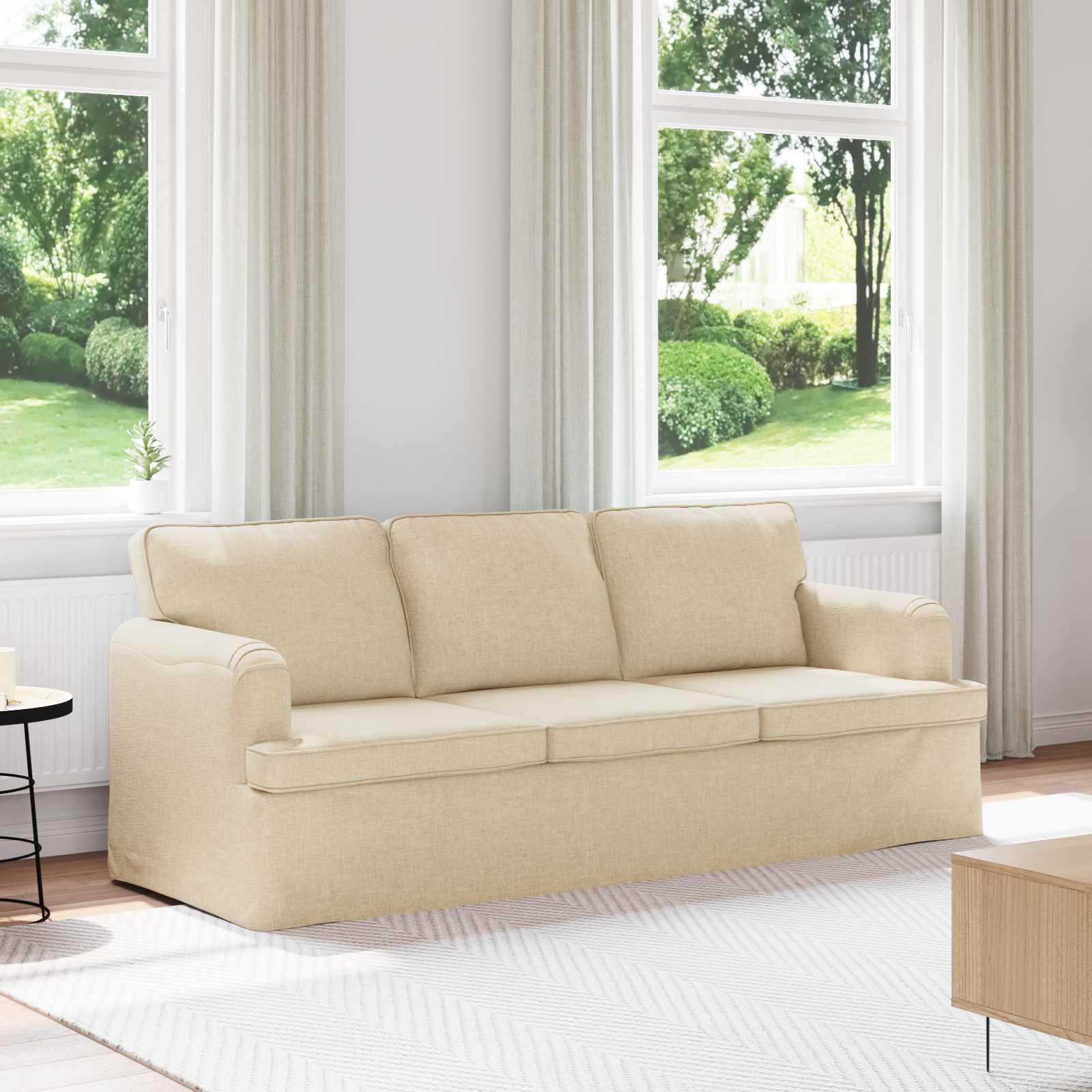 vidaXL Sofa 180cm Creme Metall