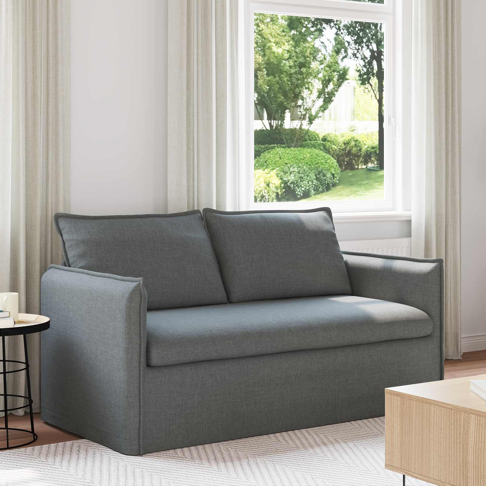 vidaXL Sofa 140cm Dunkelgrau Metall