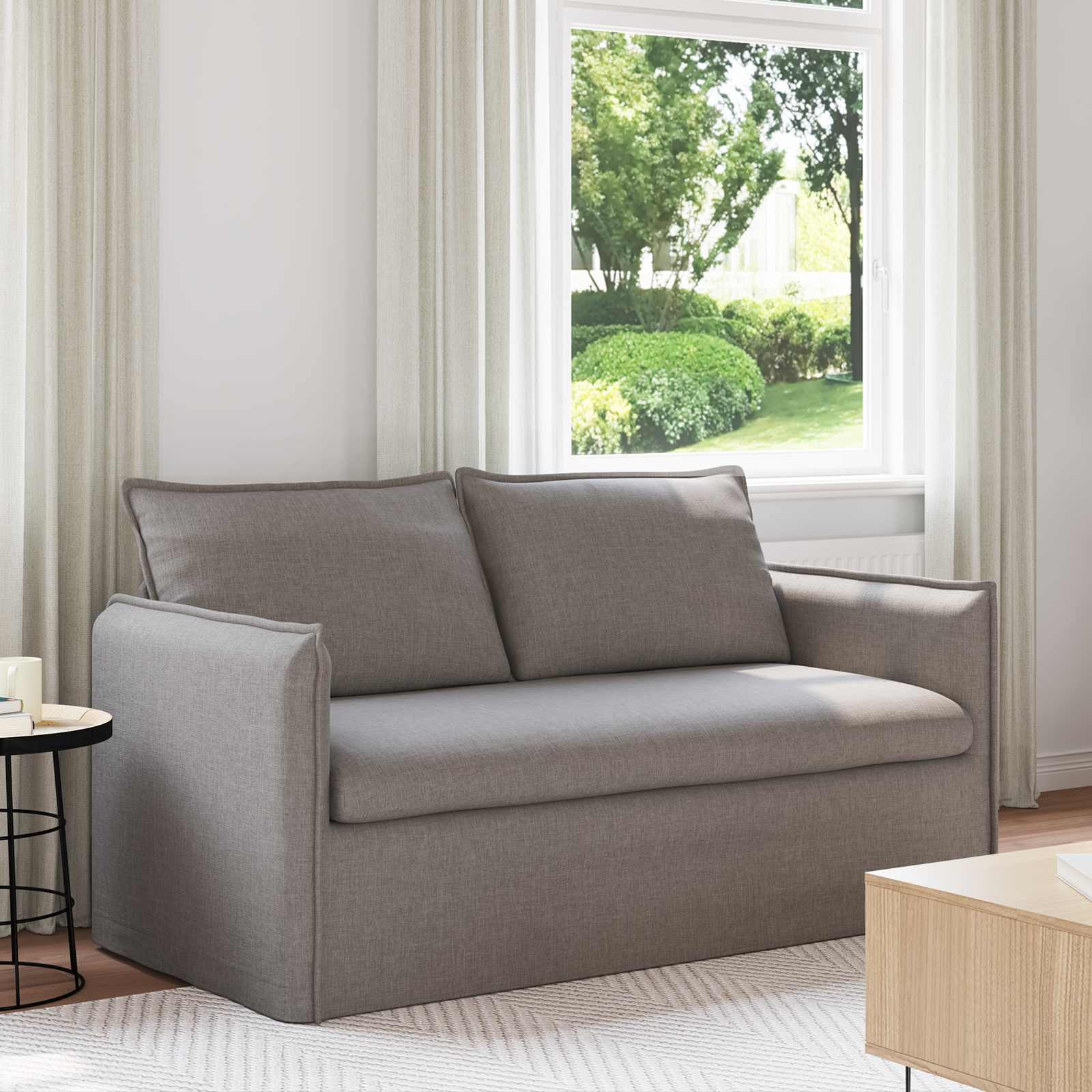 vidaXL Sofa 140cm Taupe Metall