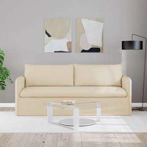 Pohovka Krémová 196 x 82 x 85 cm textil - obrázek 3