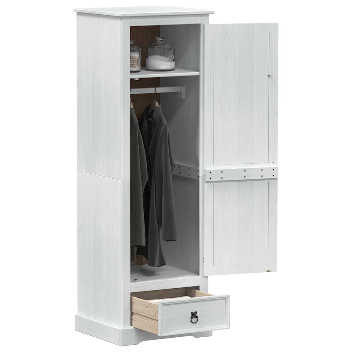 Garderober Hvid 55 x 50 x 170 cm Massiv fyrretræ - Billede 3