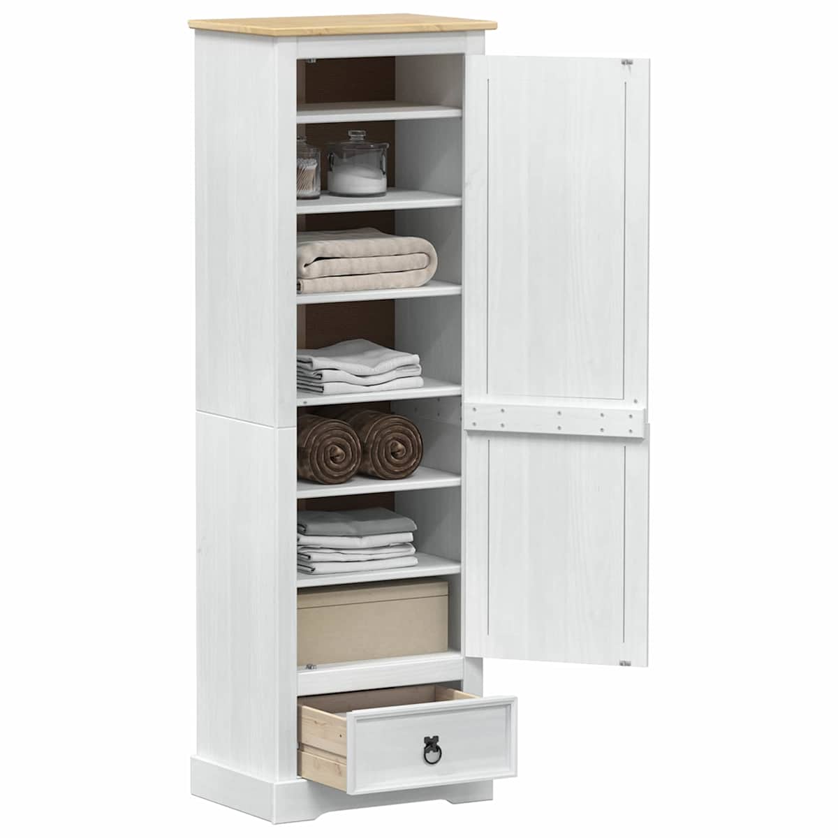 Garderober 55 x 38 x 170 cm Massiv fyrretræ - Billede 3