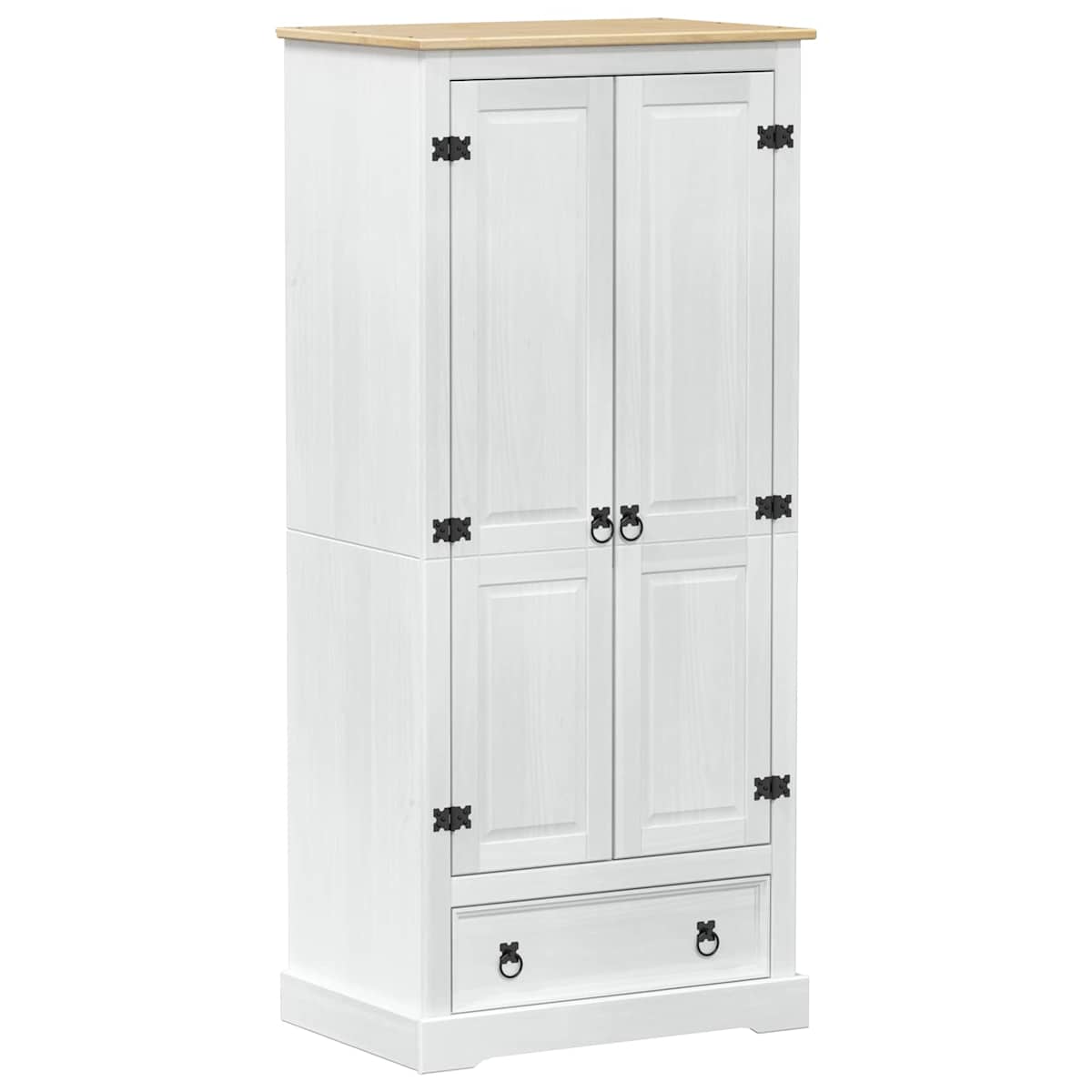 Garderober med skuffe 76 x 50 x 170 cm Massiv fyrretræ - Billede 2