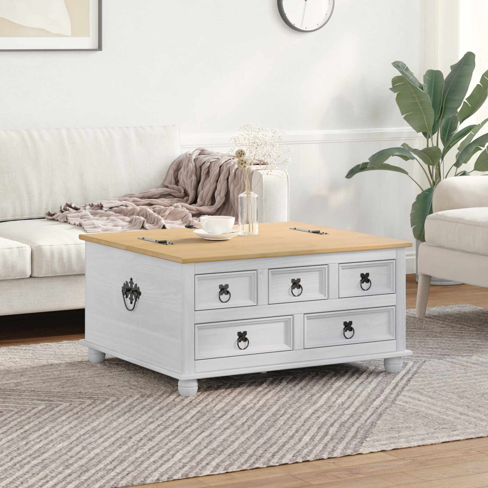 vidaXL Aufbewahrungsbox Weiß 90 x 78 x 45 cm Massives Kiefernholz