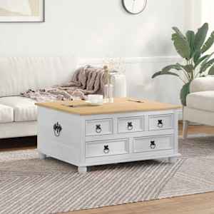 storage box s predalom Bela 90 x 78 x 45 cm Masivno borovo les