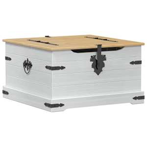storage box s policí Bílá 78 x 78 x 45 cm Masivní borové dřevo - obrázek 2