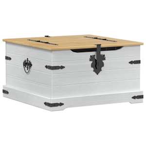 storage box s policí Bílá 78 x 78 x 45 cm Masivní borové dřevo - obrázek 6