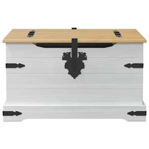 storage box s policí Bílá 78 x 78 x 45 cm Masivní borové dřevo - obrázek 4