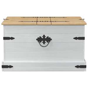 storage box s policí Bílá 78 x 78 x 45 cm Masivní borové dřevo - obrázek 5