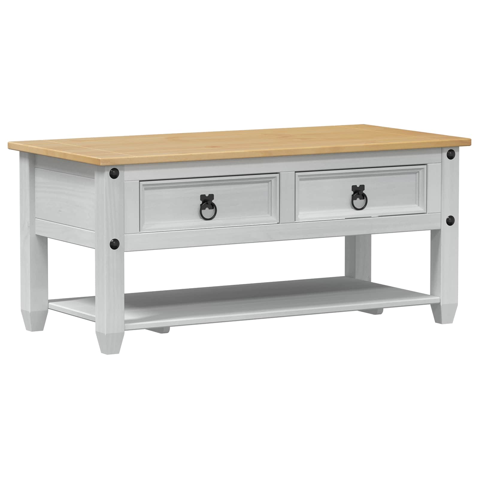 VidaXL Salontafel Met Lade Wit 100 X 48 X 45 Cm Massief Grenenhout