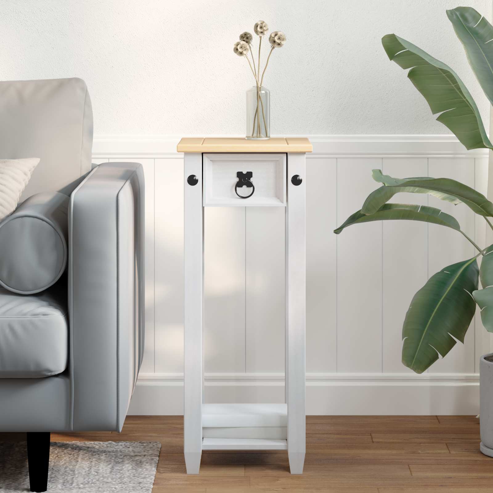 vidaXL Pflanzenständer Weiß 30 x 30 x 73 cm Massives Kiefernholz