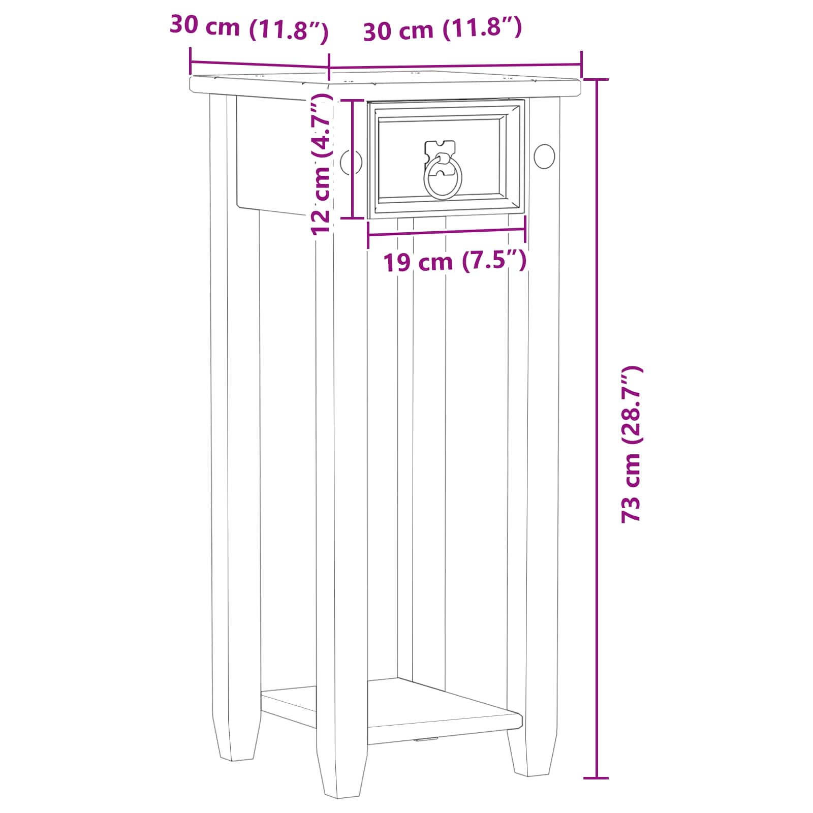 Plantenstandaard Wit 30 x 30 x 73 cm Massief grenenhout image 9