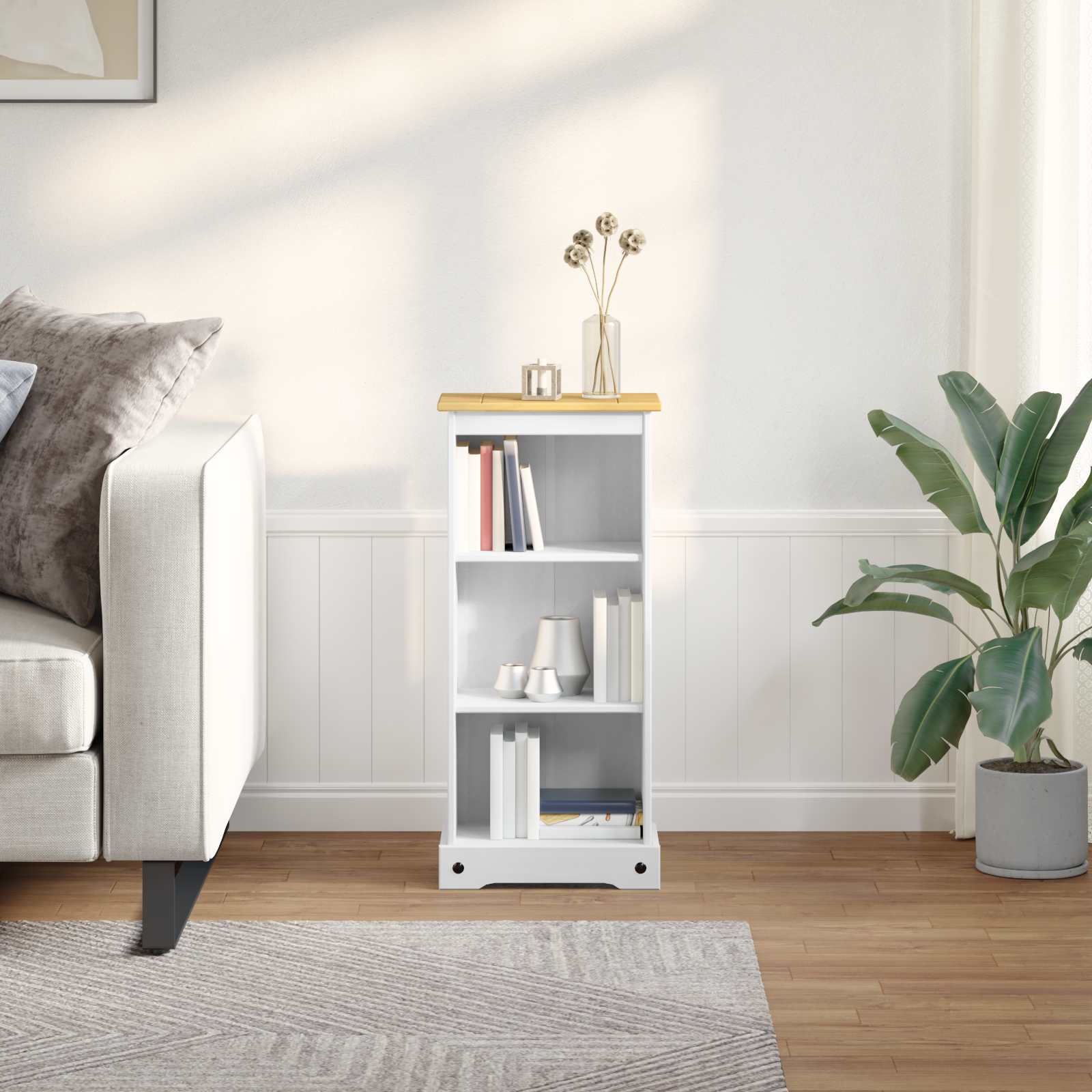 vidaXL Bibliotecă Alb 46 x 29 x 100 cm Lemn de pin masiv