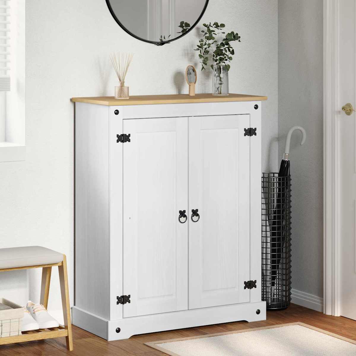 Sko skab med hylde 86 x 38,5 x 108 cm Massiv fyrretræ
