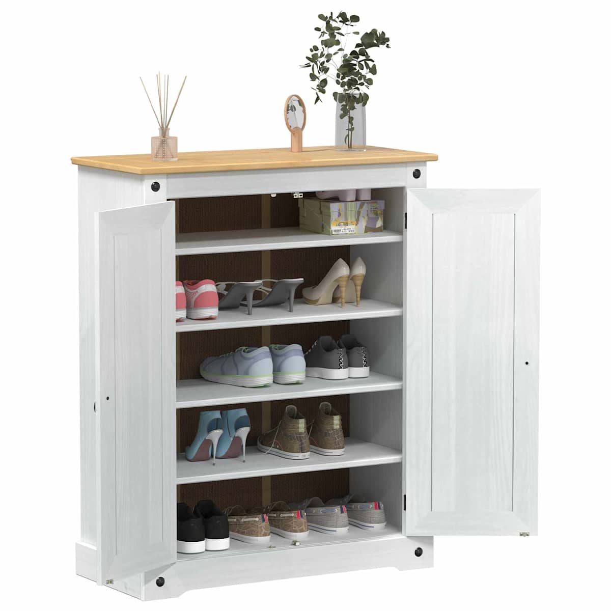 Sko skab med hylde 86 x 38,5 x 108 cm Massiv fyrretræ - Billede 3