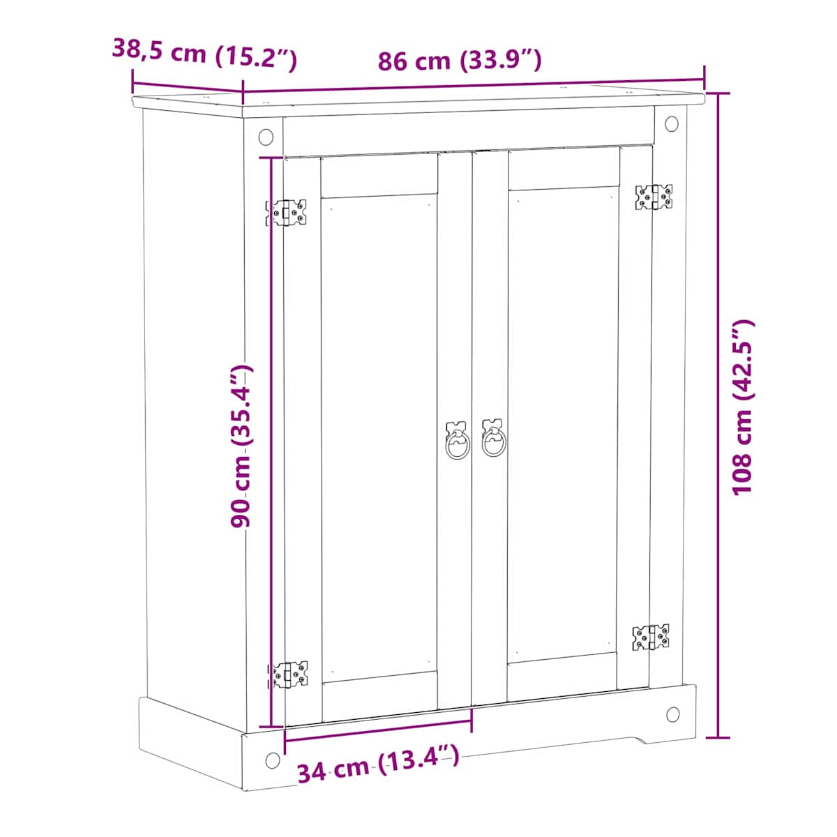 Sko skab med hylde 86 x 38,5 x 108 cm Massiv fyrretræ - Billede 9