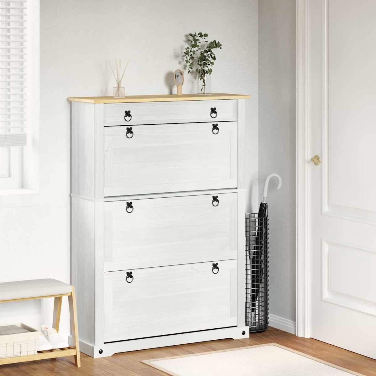 Sko skab med hylde Corona Massiv fyrretræ