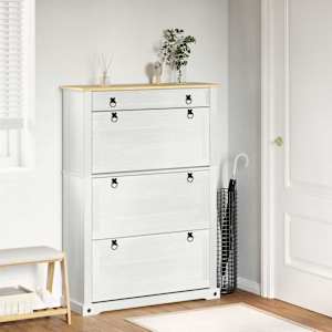 Omara za čevlje Corona Bela 99 x 32 x 138 cm Masivno borovo les