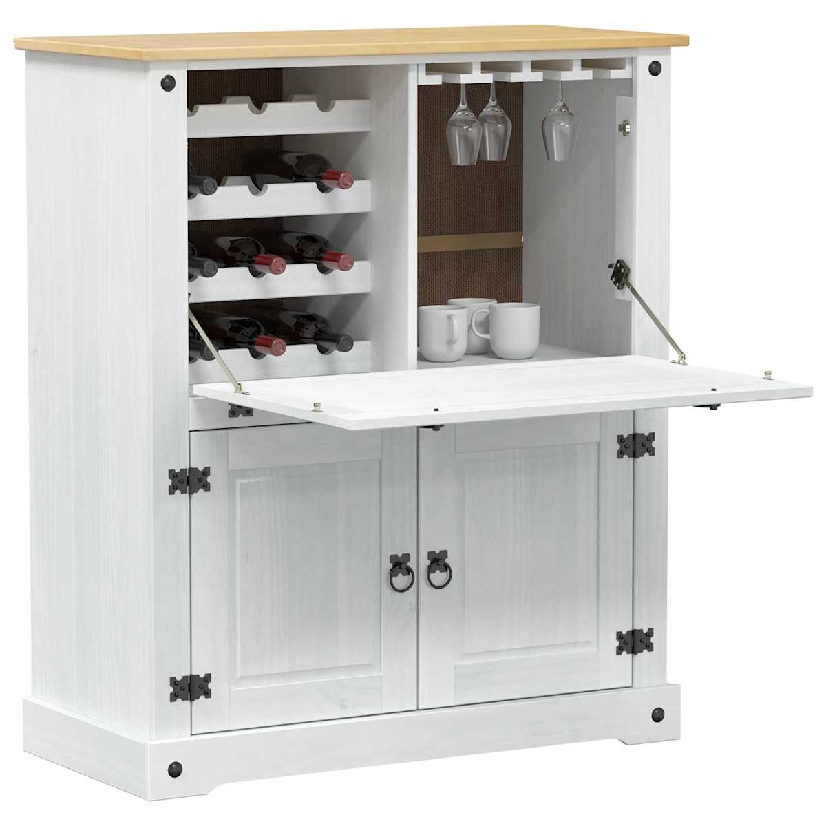 Vinskab 97 x 45 x 114 cm Massiv fyrretræ - Billede 3