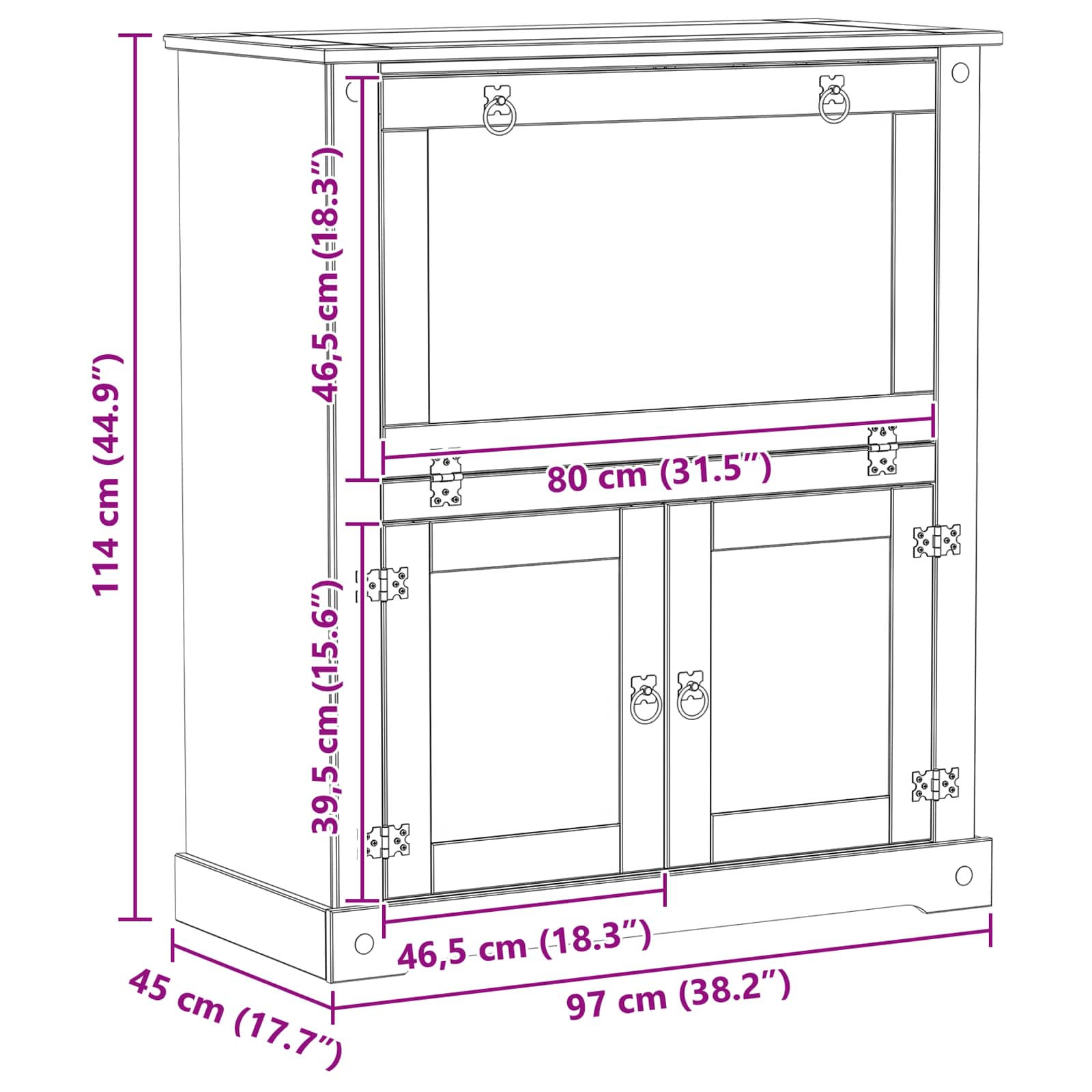 Wijnkast Wit 97 x 45 x 114 cm Massief grenenhout image 9