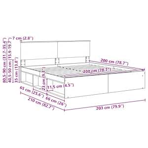 Rám postele s čelo Beton 200 x 200 cm Kompozitní dřevo - obrázek 13