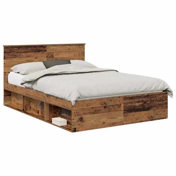 vidaXL Voodi raam peaga Vana puit 150 x 200 cm Tehispuit