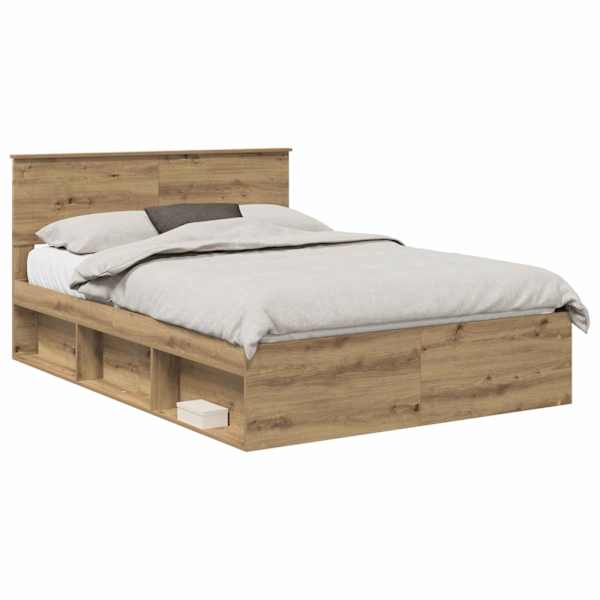 vidaXL Voodi raam peaga Artisani tamme 150 x 200 cm Tehispuit