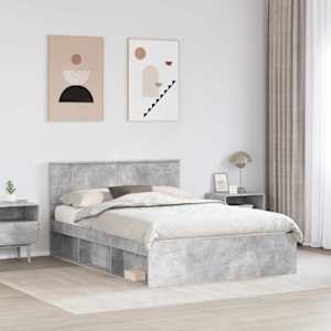 Rám postele s čelo Beton 140 x 190 cm Kompozitní dřevo - obrázek 3