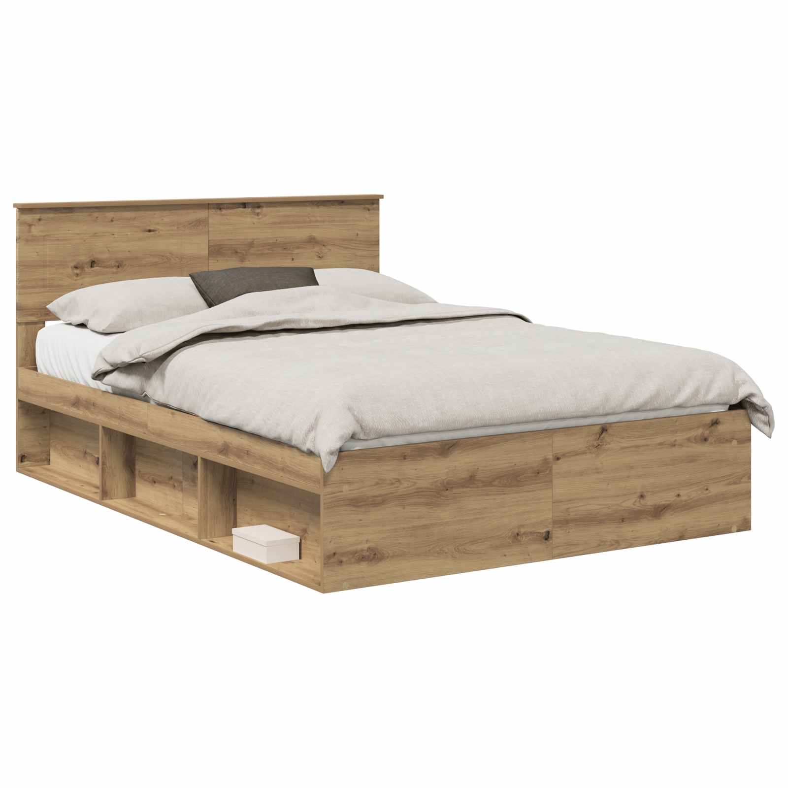 Bedframe Ambachtelijk eiken 140 x 190 cm Bewerkt hout | luizaXL | Dé meubelwinkel voor elk interieur Bedframe Ambachtelijk eiken 140 x 190 cm Bewerkt hout - Afbeelding 2
