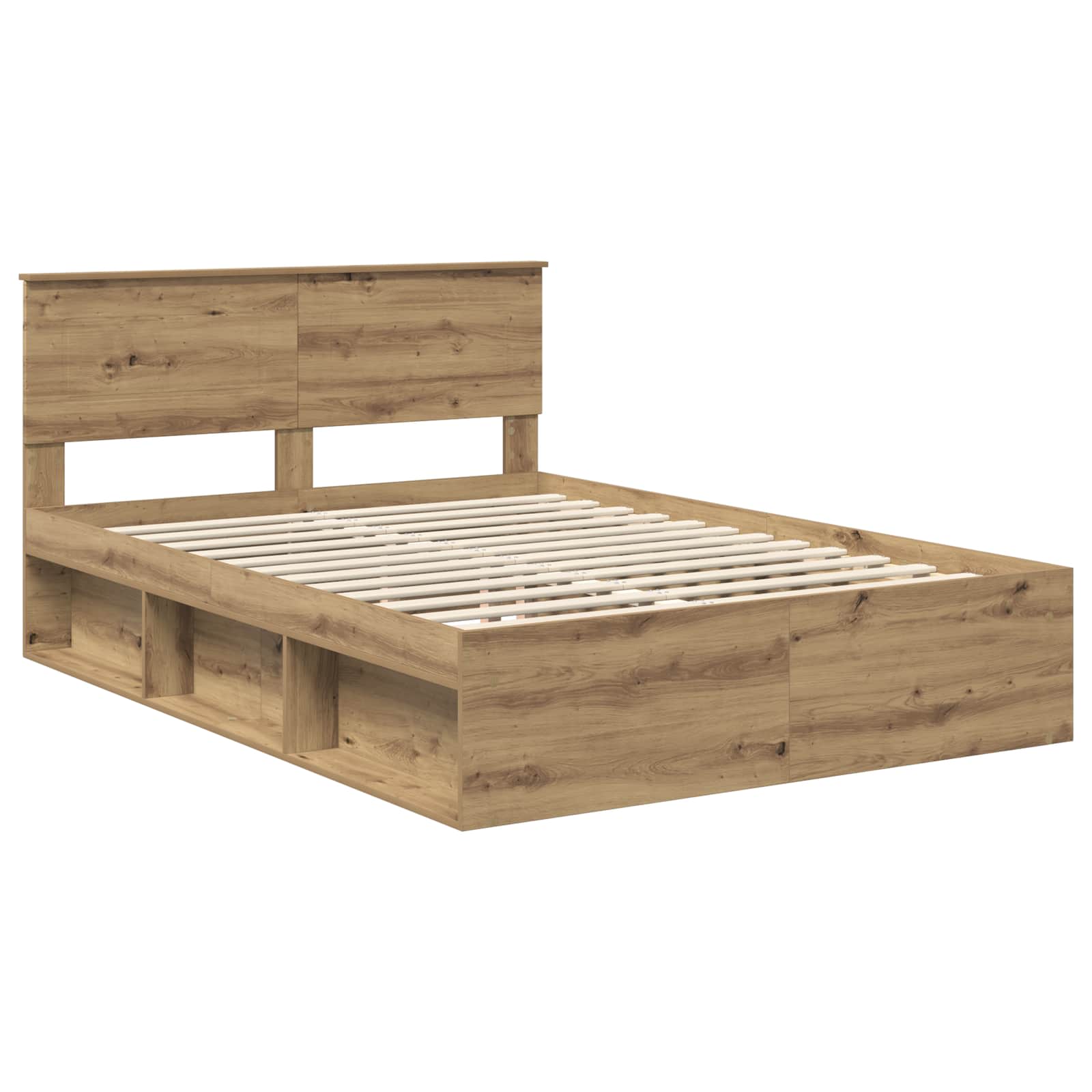 Bedframe Ambachtelijk eiken 140 x 190 cm Bewerkt hout | luizaXL | Dé meubelwinkel voor elk interieur Bedframe Ambachtelijk eiken 140 x 190 cm Bewerkt hout - Afbeelding 4