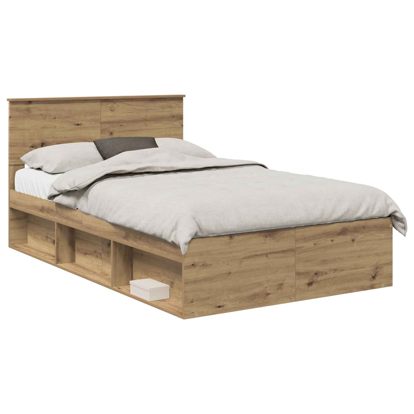 Bedframe Ambachtelijk eiken 135 x 190 cm Bewerkt hout | luizaXL | Dé meubelwinkel voor elk interieur Bedframe Ambachtelijk eiken 135 x 190 cm Bewerkt hout - Afbeelding 2
