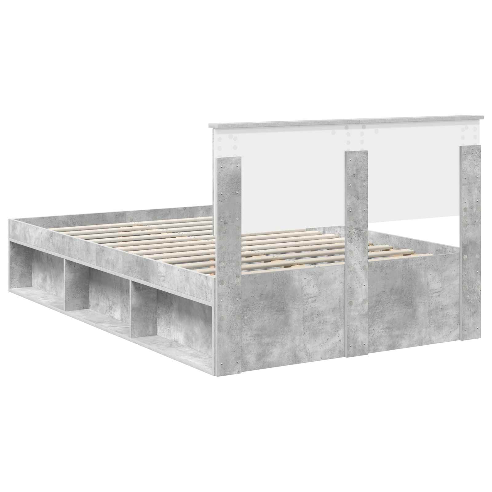 Sängyn runko päätyllä Betoni 120 x 200 cm Tekninen puu - Image 9