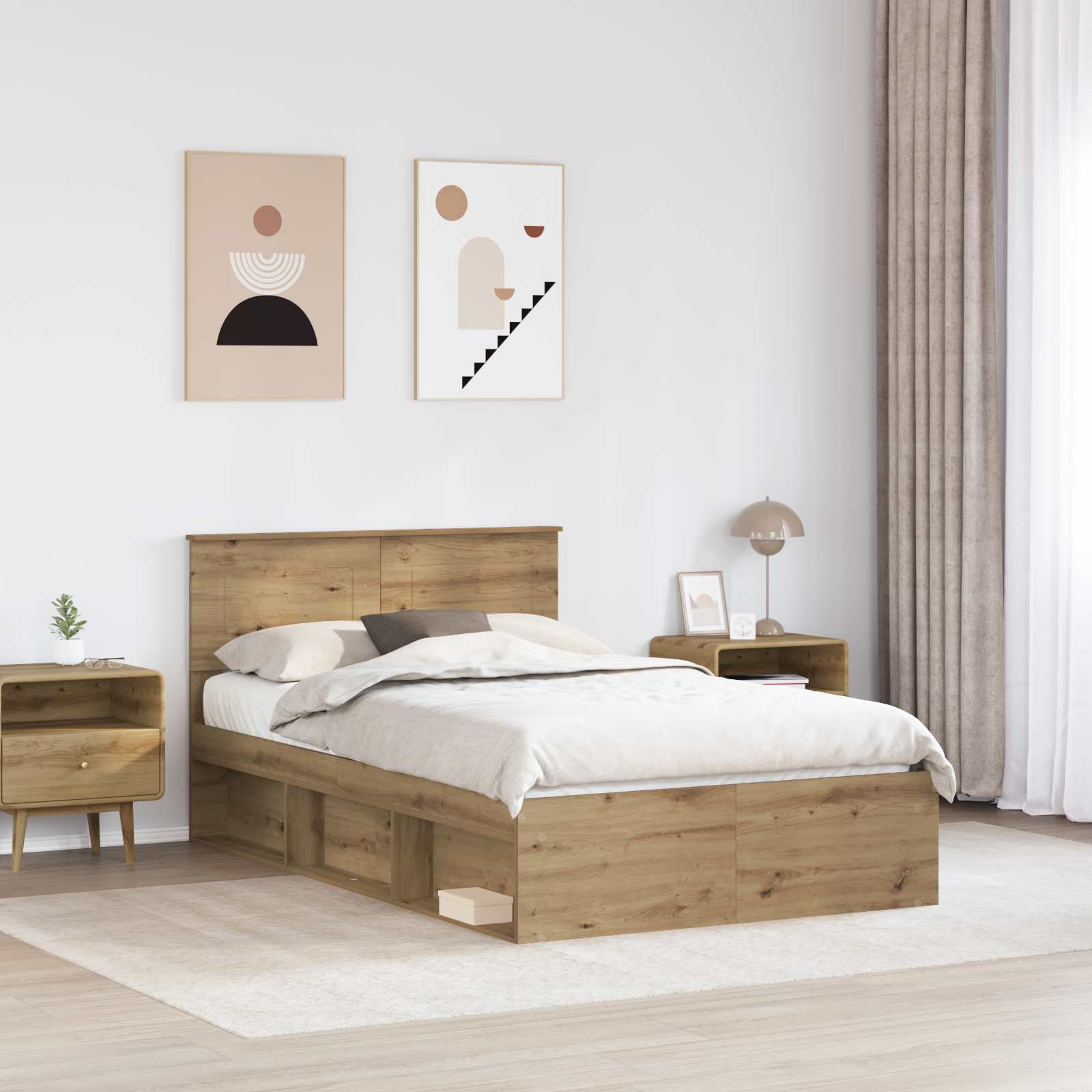 Bedframe Ambachtelijk eiken 120 x 200 cm Bewerkt hout | luizaXL | Dé meubelwinkel voor elk interieur Bedframe Ambachtelijk eiken 120 x 200 cm Bewerkt hout - Afbeelding 3