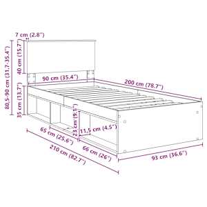 Rám postele s čelo Bílá 90 x 200 cm Kompozitní dřevo - obrázek 13